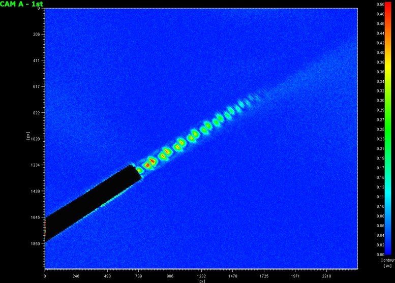 圧縮空気の可視化＿デジタルシュリーレン装置＿BOS法